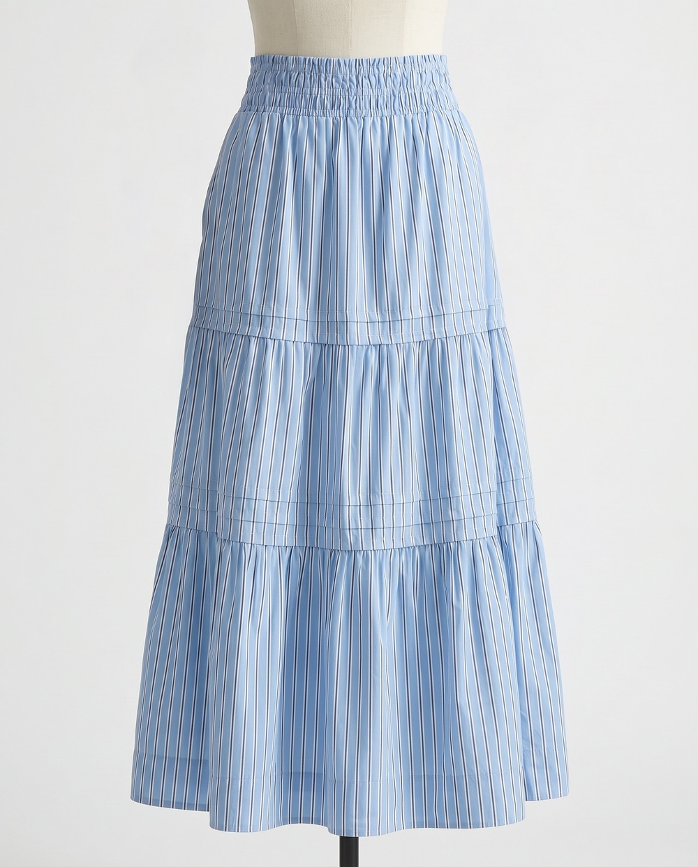 100% Organic Cotton Poplin Tiered Maxi Skirt
